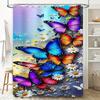 Färgglada fjärilar och prästkragar Vattentätt duschdraperi Värmebeständigt Maskintvättbart Icke-transparent 180x180cm