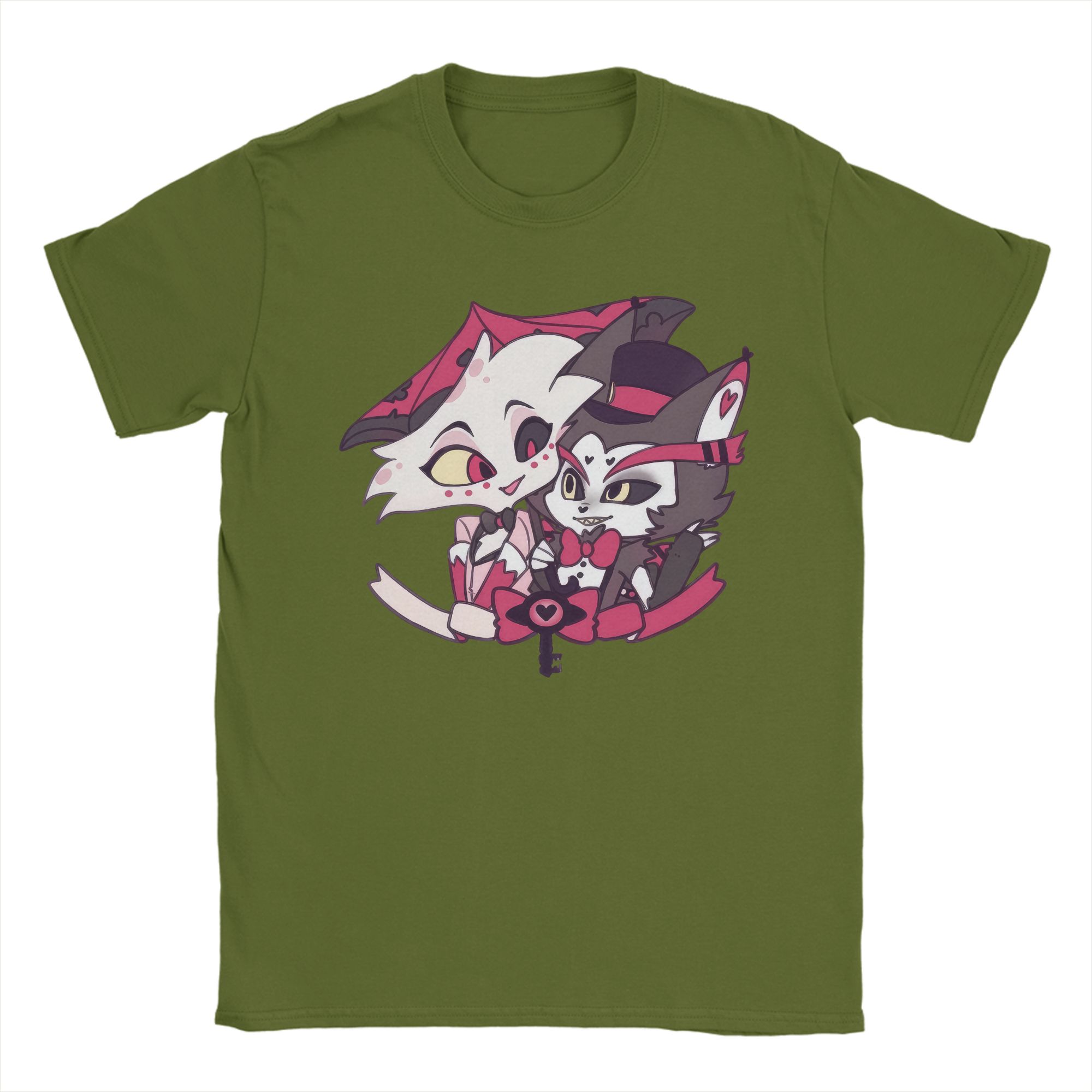 

Husk and Angel Dust Hazbins Hotels Men s T Shirts Vintage Tees Short Sleeve Crew Neck T-Shirts 100% Cotton 4XL 5XL Clothing 4XL
