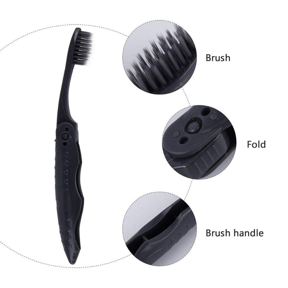 10Pcs Compact Folding Bamboo Charcoal Toothbrush Disposable Portable Toothbrush Hiking