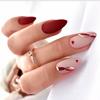 24Pcs Long Almond Press On Nails French Pink Wave Line Design Detachable Fake Fingernails Manicure Tips