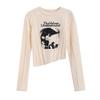 Sexy Women T-shirts Printed Long Sleeve Girls Y2K Tees Street Wear Fashion Casual Tops