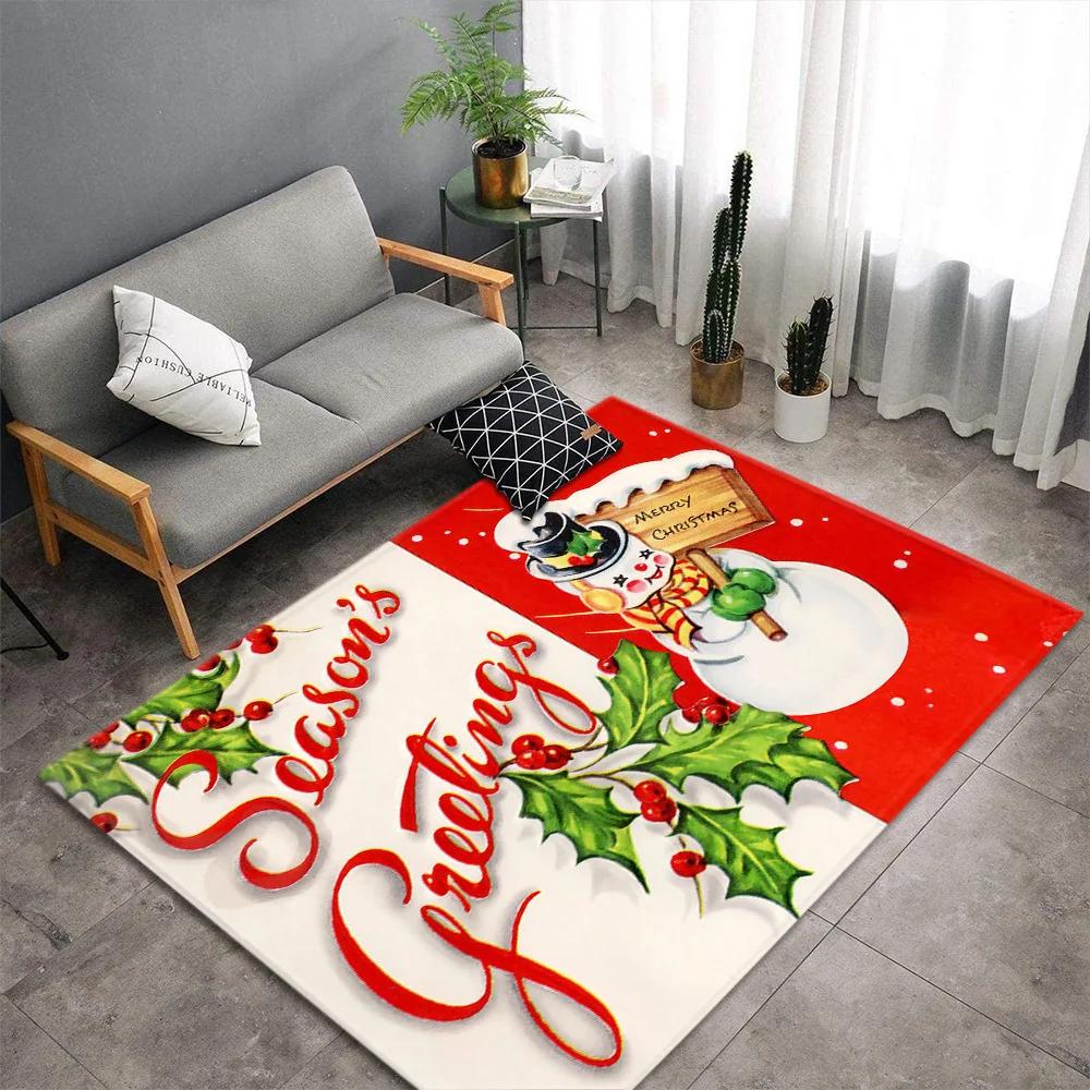 Rote 3D Frohe Weihnachten Dekoration Eingangsteppich Wohnzimmer Couchtisch Decke Weihnachtsmann Schneeflocke Matte Schlafzimmer Teppiche Fußmatten