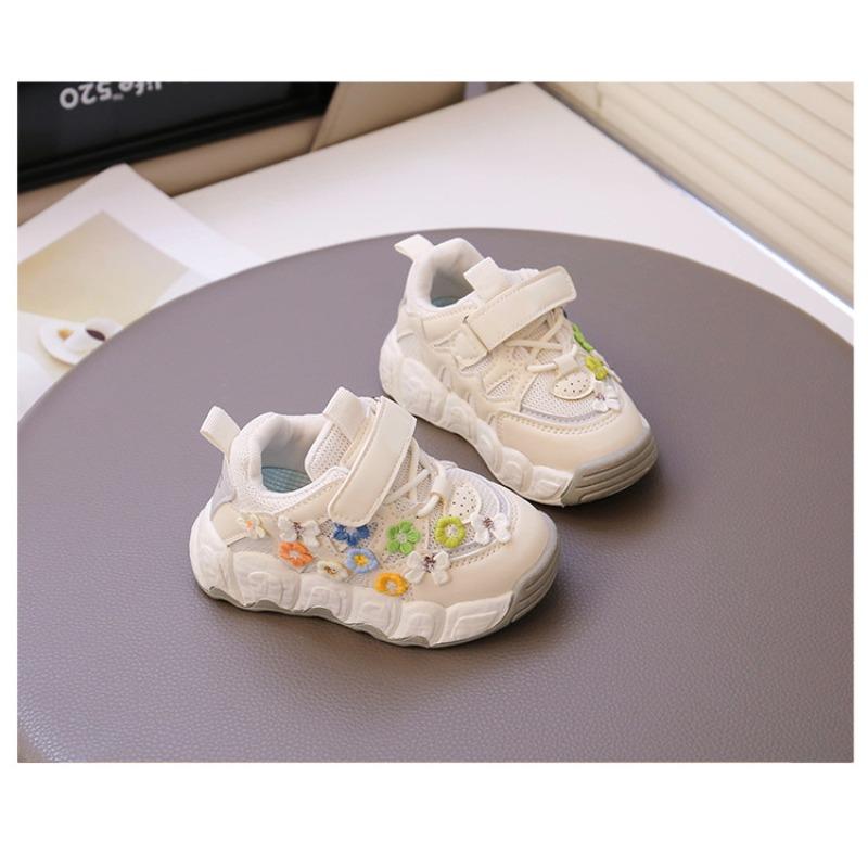 Girls sports shoes new spring and summer children's shoes girls fashion mesh breathable casual shoes embroidery flowers