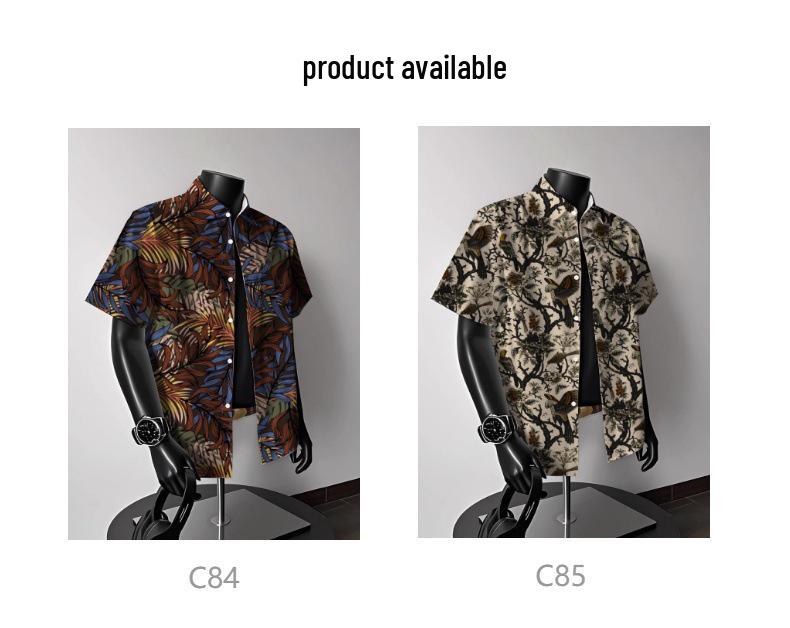 Men's Vintage Hong Kong-Style Hawaiian Floral Short-Sleeve Shirt: Trendy Summer Beachwear for Couples