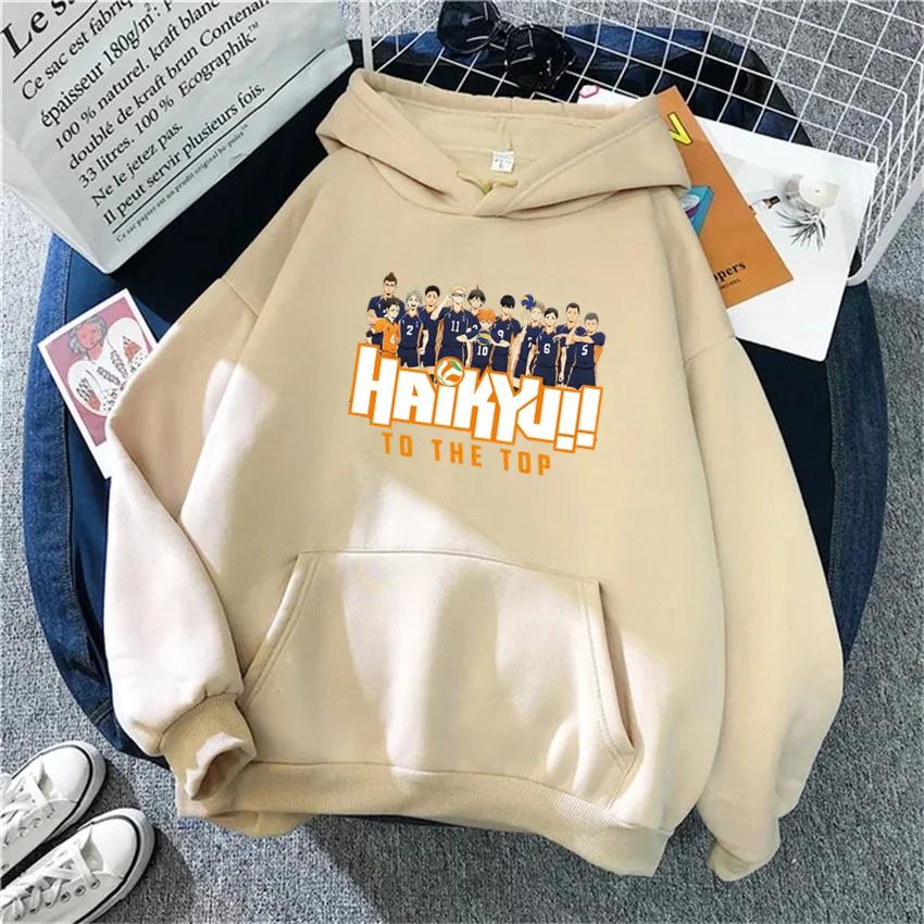 New Japan Anime Volleyball Haikyuu Manga Prints Hoodies Women Hoody Hip Hop Fleece Woman Sweatshirts Pullovers Clothing Unisex