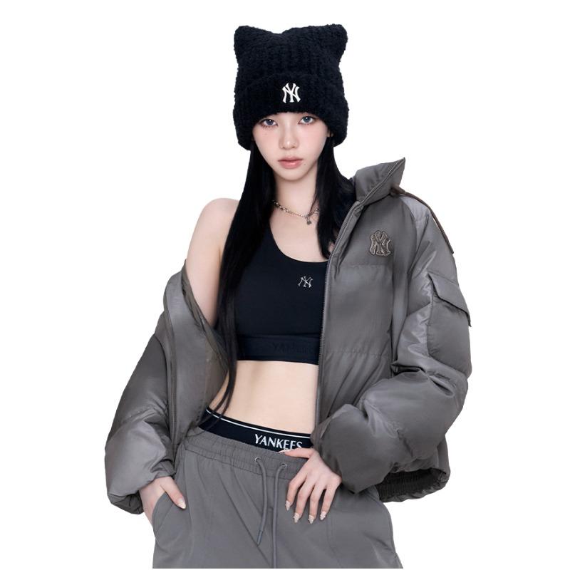 MLB Cat-Ear Ribbed Knit Beanie – Trendy Y2K Style Winter Hat for Women & Unisex