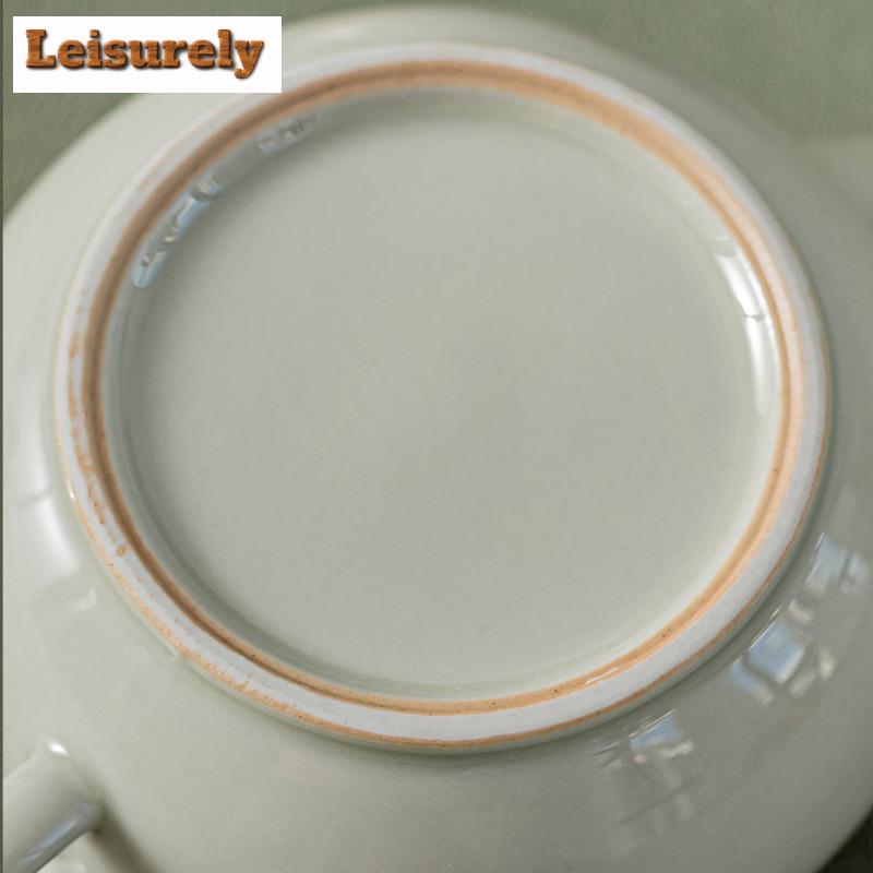 120ml Beixitang Handamde Lang Kiln Green Ceramic Teapot Chinese Small Pan Pot Tea Soaking Kettle Kung Fu Tea Services Craft Gift