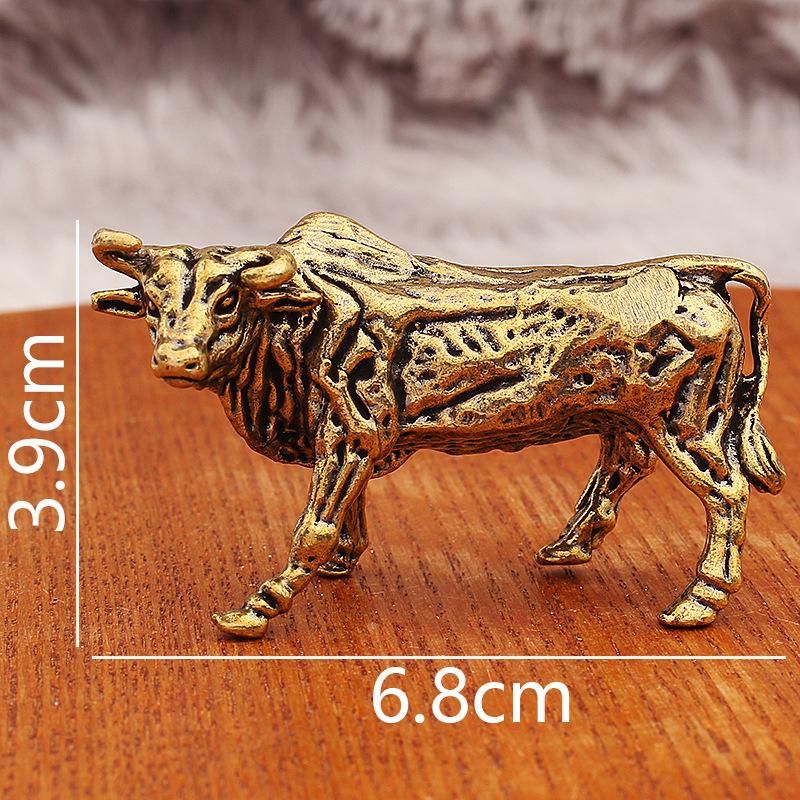 Statue de bouledogue porte-bonheur en laiton, ornements de décoration de maison figurines d animaux miniatures en cuivre,