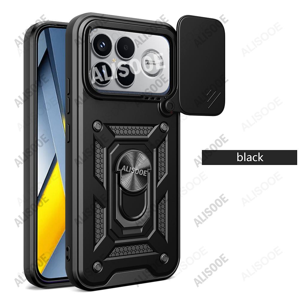 

Cover for POCO F8 Ultra Case Slide Camera Ring Kickstand Holder Full Protective Phone Capa for Xiaomi POCO F8 Ultra Funda for POCO F8 Ultra чорний