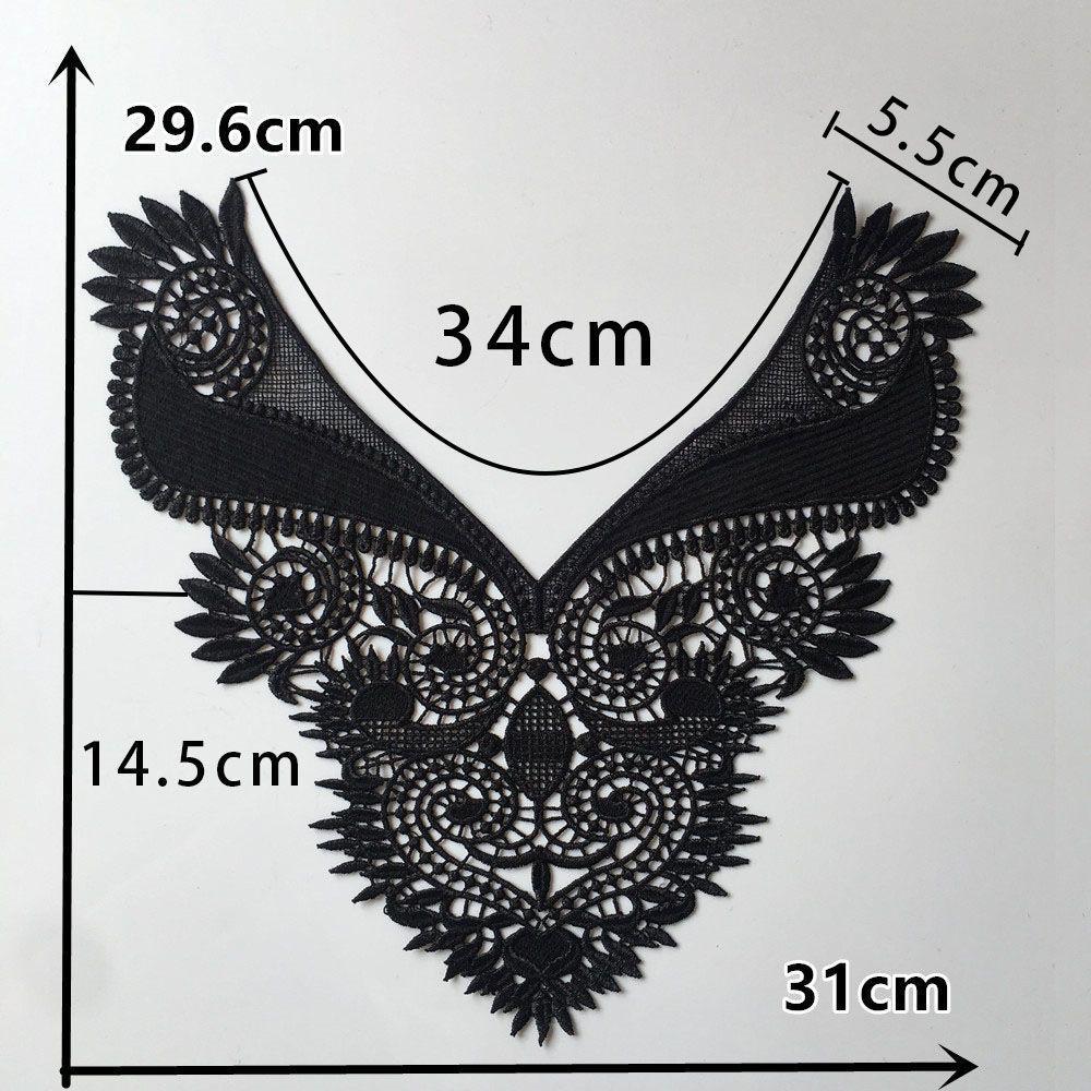 Black & White Polyester Embroidered Lace Collar for DIY Cheongsam Dress Crafting
