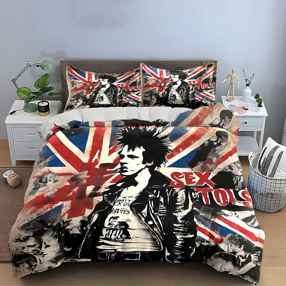 Sex Pistols Punk Rock Bedding Bedding Duvet Cover Set Duvet Cover Pillowcases  (1 * Duvet Cover 2 * Pillowcases, without duvet insert)