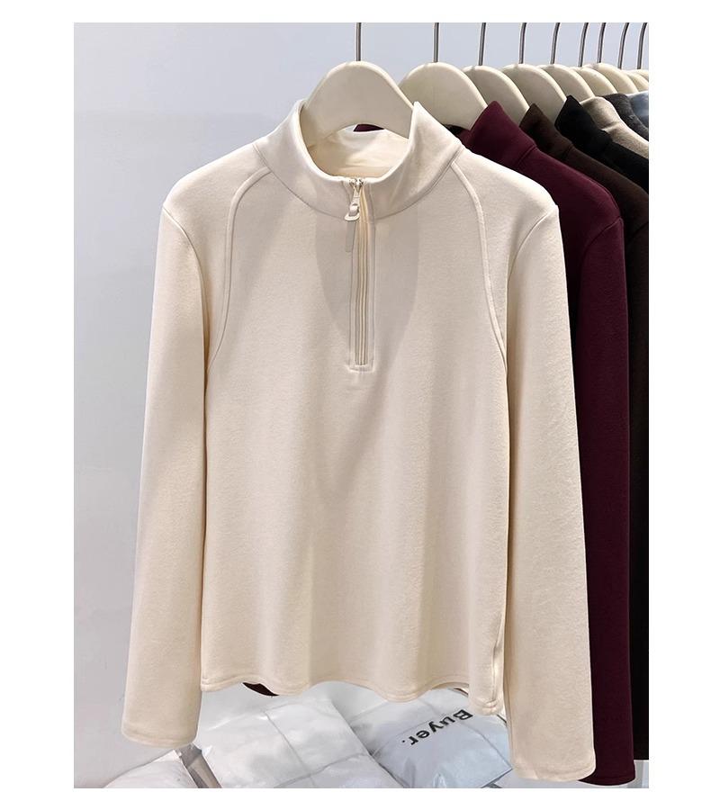 Women's Thickened Double-Sided Fleece Half-Zip Sweatshirt for Autumn and Winter