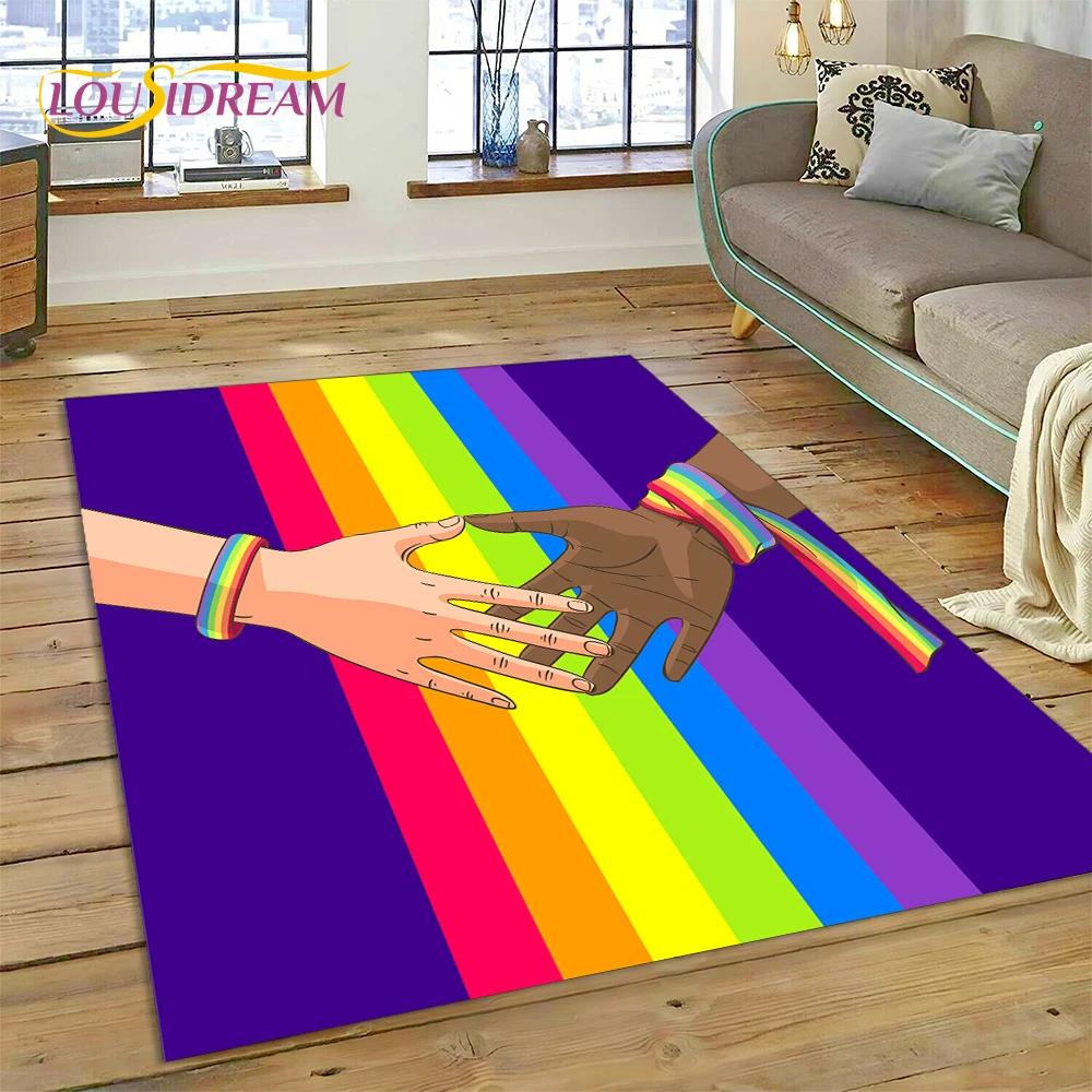 Rainbow Colour Illusion Cartoon Carpet Rug for Bedroom Living Room Home Sofa Decoration,Children Game Large Decor Floor Mat Gift