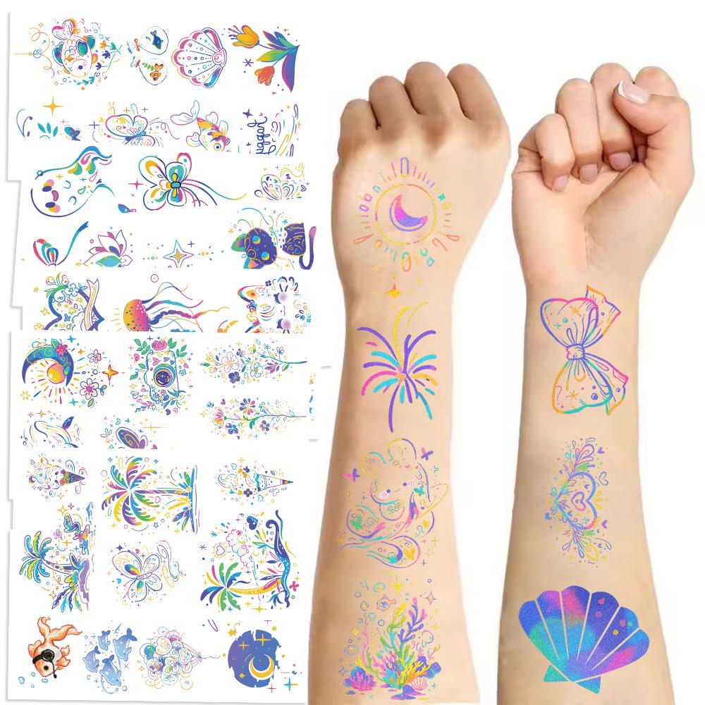 

Новые мультяшные тату-наклейки с цветными линиями, водостойкие, для вечеринок, подарок, забавные наклейки INS series (10 sheets/pack)