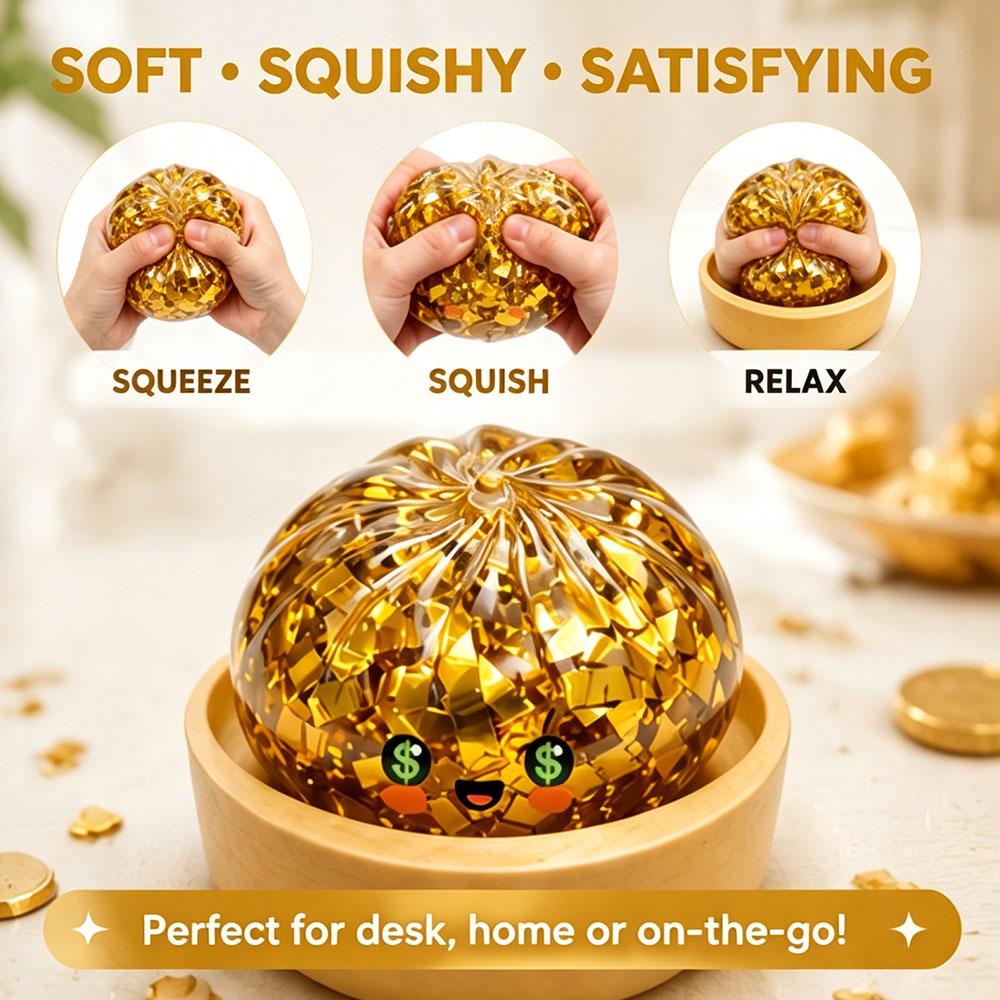 Random Assortment Glitter Dumpling Squishy Golden Edition Soft Squeeze Ball Anti Stress Surprise Party Favor Goodie Bag Stuffer