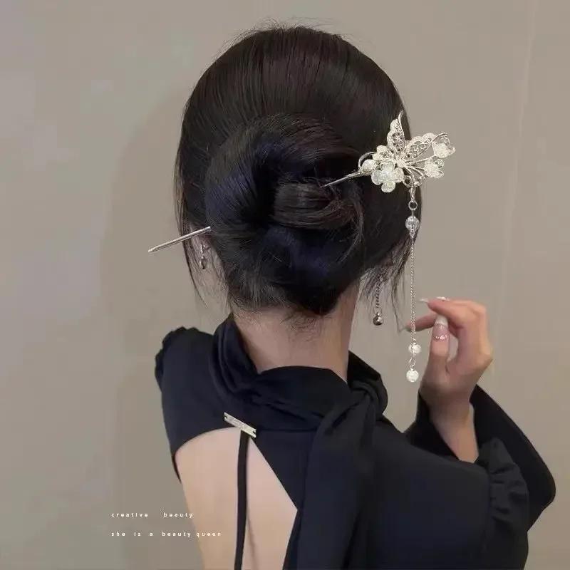 Classic Chinese Hair Stick Pins for Women Butterfly Flower Star Fresh Handmade Hairpins Charm Jewelry Accessories Hair Ornaments