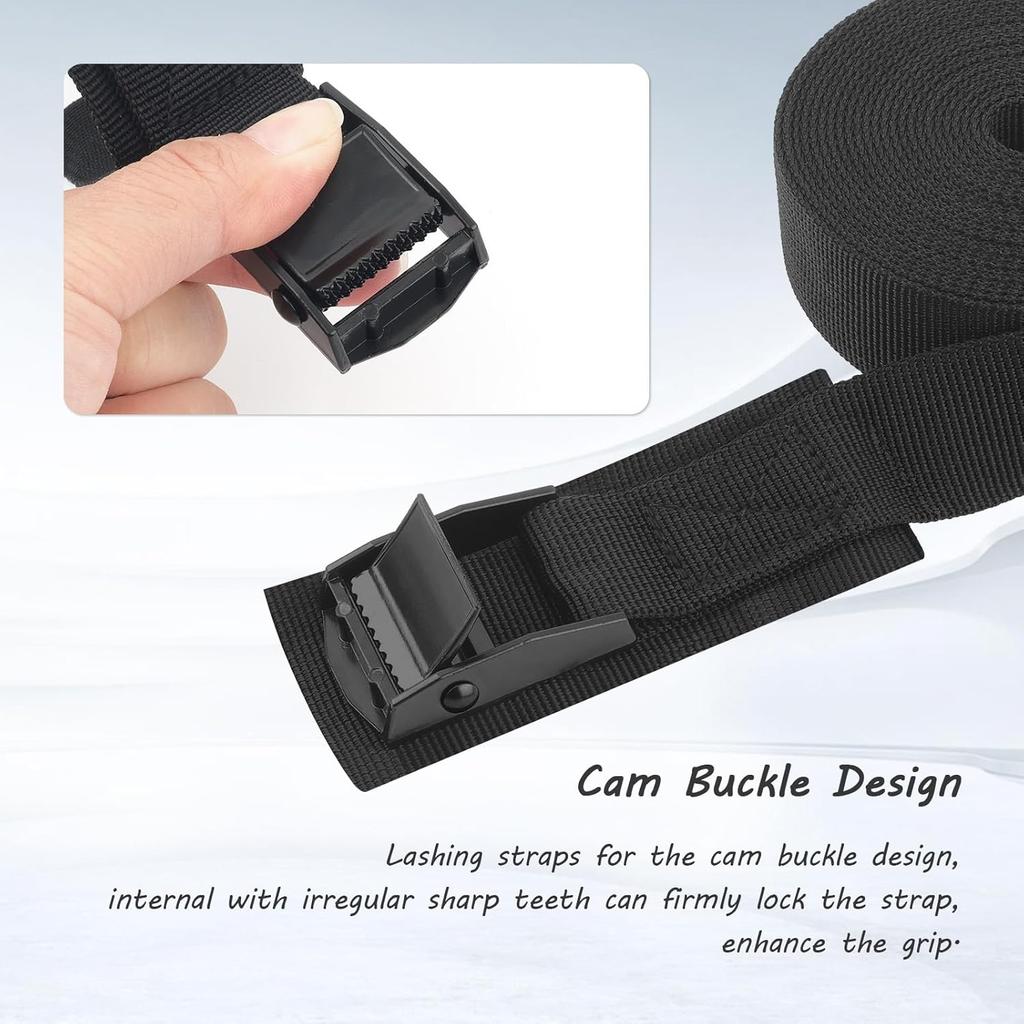 2PCS Heavy Duty Tie Down Straps,12Ft Maximum Load Capacity 330 Lbs Lashing Strap Used To Fix Items,Adjustable Cam Buckle Straps Fit For Roof
