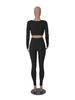 Women's Summer 2026 European & American Square Neck Two-Piece Set - Slim Fit, Long Sleeve, Solid Color Suit