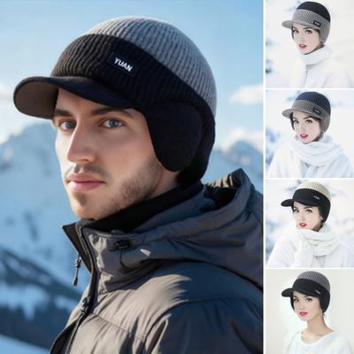 1/2 Stück Herrenmütze Elegante Farbblock-Strickmütze mit Ohrenklappen mit Stretch-Passform-Elastikband Warme Dicke Wintermütze Kaltes Wetter Outdoor Winter Skifahren Wandern Kopfbedeckung