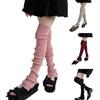Women Japanese Ribbed Knitted Leggings Gaiters with Slit Buttons Harajuku Aesthetic Thigh High Leg Warmer Footless Socks