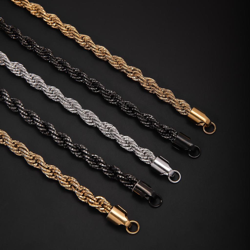 High-Quality Stainless Steel Starry Twisted Bracelet & Necklace - Trendy Men's Luxury Chain