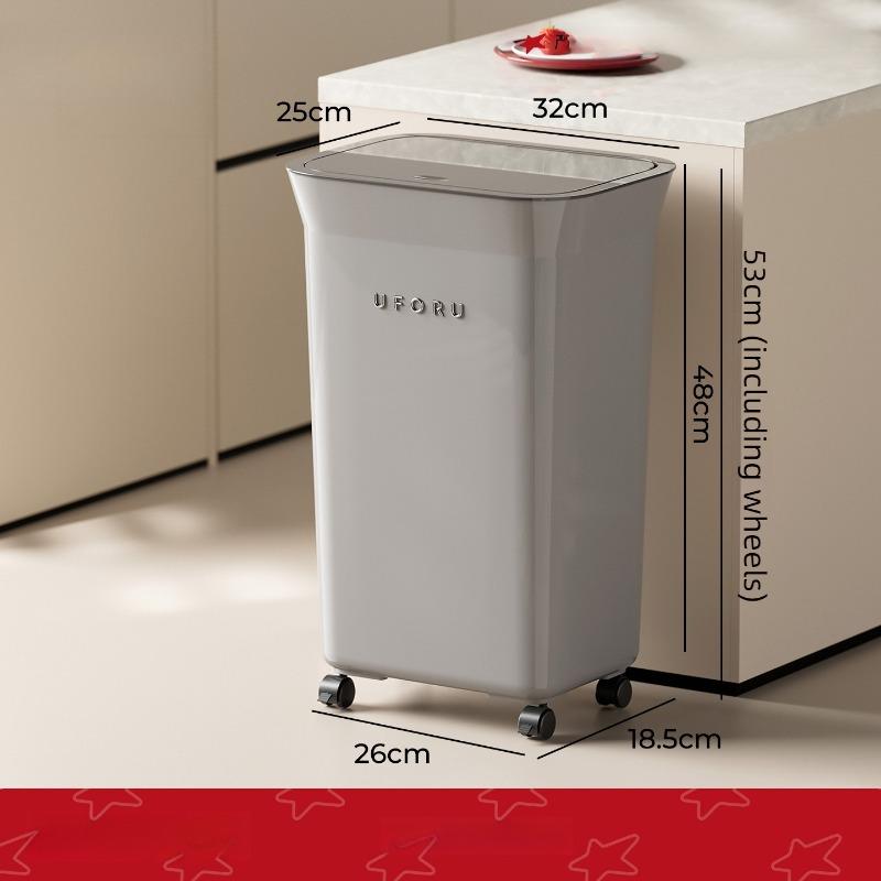 Kitchen Trash Can Luxury Trash Cans Plastic Large Capacity Litter Bins Rectangular Dustbins with Wheels Kitchens Accessories