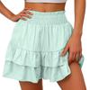 Womens Summer High Waist Ruffle Skirt Cute Flowy  Skirt Casual Comfy Elastic Shorts Wrap Beach Shorts