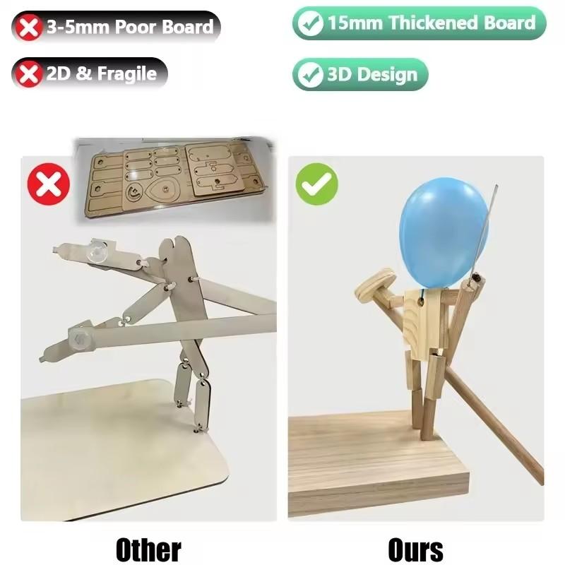 Gioco di Battaglia con Palloncini in Legno Fatto a Mano per Due Giocatori Ritmo Veloce Marionette Schermitrici Uomo di Bambù Gioco di Battaglia di Bot di Legno