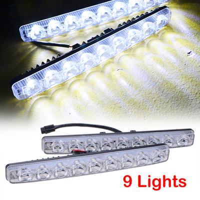 2PCS  9 LED Cold White Daytime Running Lights Car Fog Lamp DRL Lighting Accessories Aluminium Housing 12V
