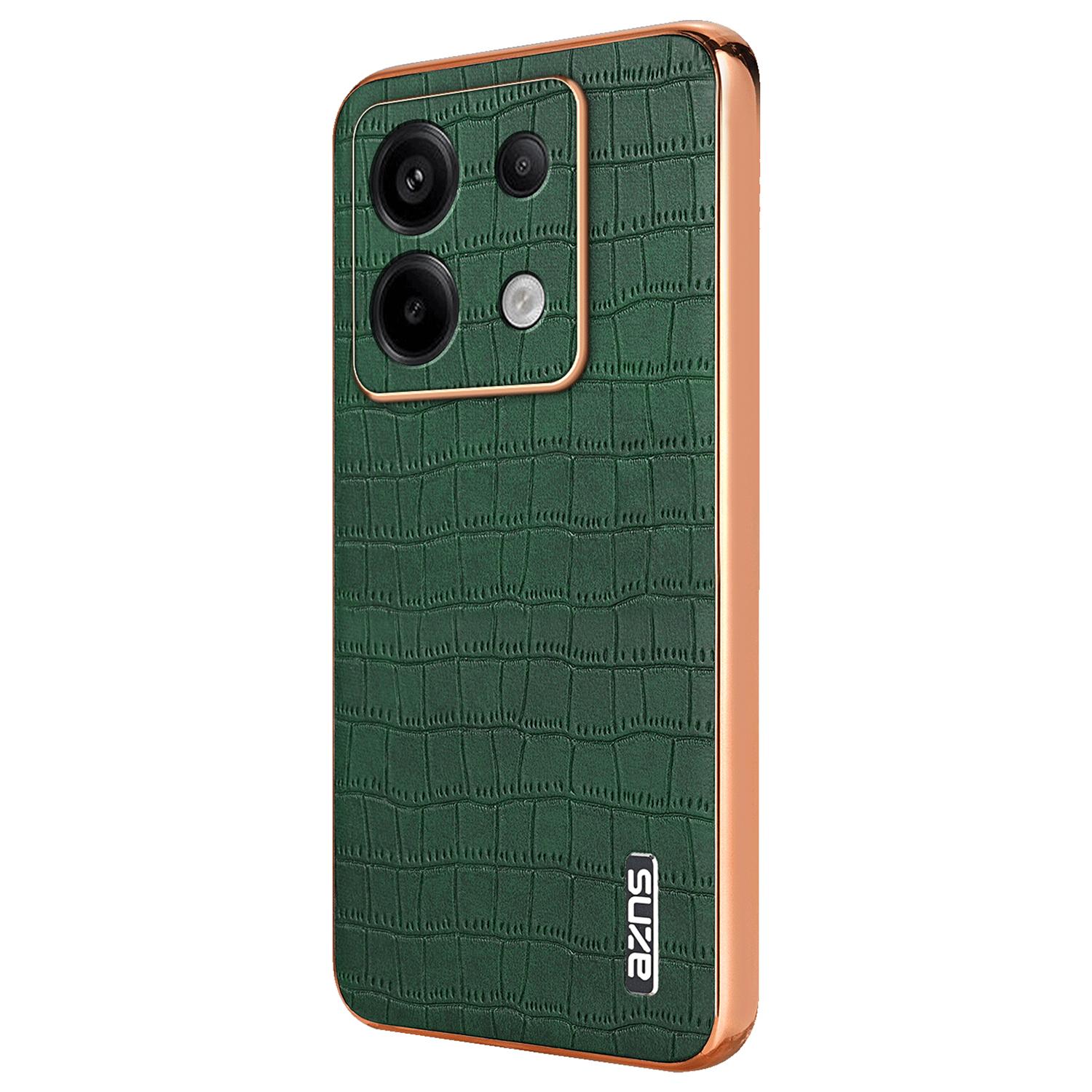 

For Xiaomi Redmi Note 13 Pro 5G/Poco X6 5G Case PU Leather Back Cover Electroplating Edge Green