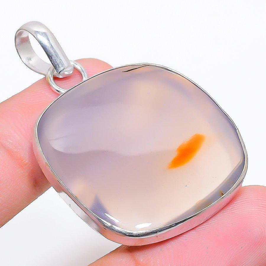 

Подарочный кулон из стерлингового серебра 925 пробы с натуральным агатом Монтаны 1,85 дюйма S1R81