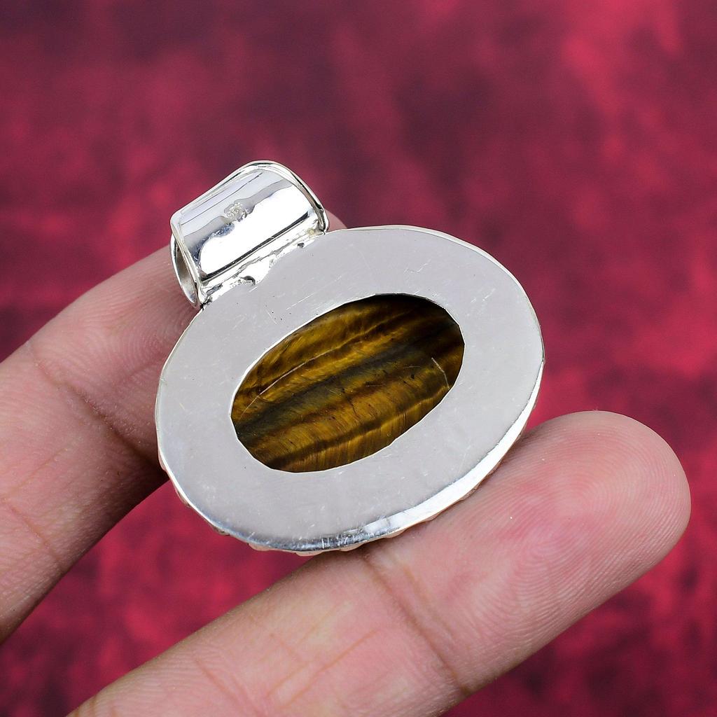 Smycken av tigeröga, hängsmyckessmycken i 925 sterlingsilver, handgjorda hängsmycken med ädelstenar för minnesdagen