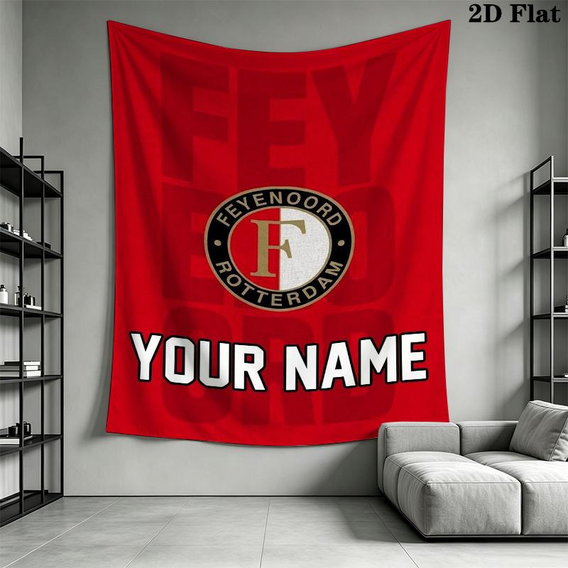 Custom Name Feyenoord Wall Tapestry Aesthetic Wall Hanging Printed Fabric Blanket Decorative Tapestries for Bedroom Living Room Home Decor
