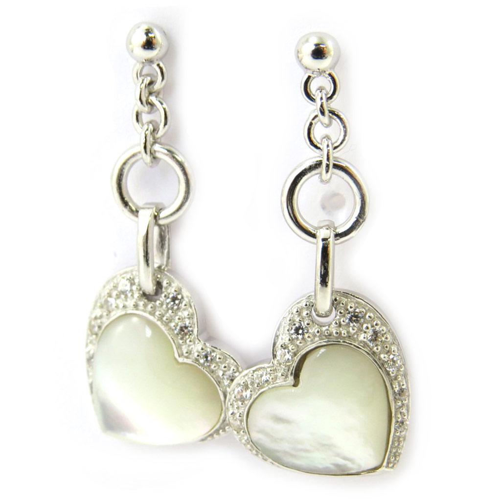 Altesse [M1165] - Pearly White 'Love' Silver Earrings