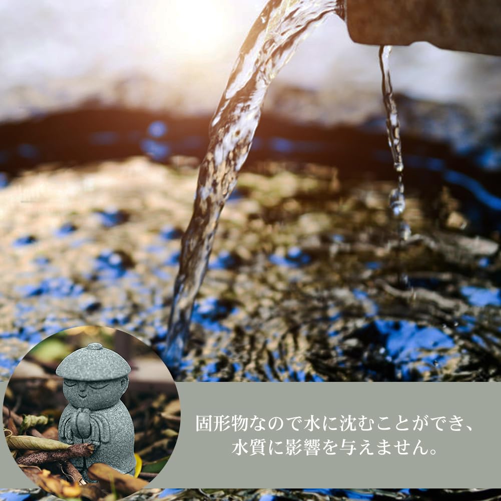 YUYAKESHI Jizo Guardian Blue God and Buddha Statue Set Set Figurine, Healing, Prayer, Jizo, Monk, Palm-Sized, Deity, Sandstone, Wish, Mini,