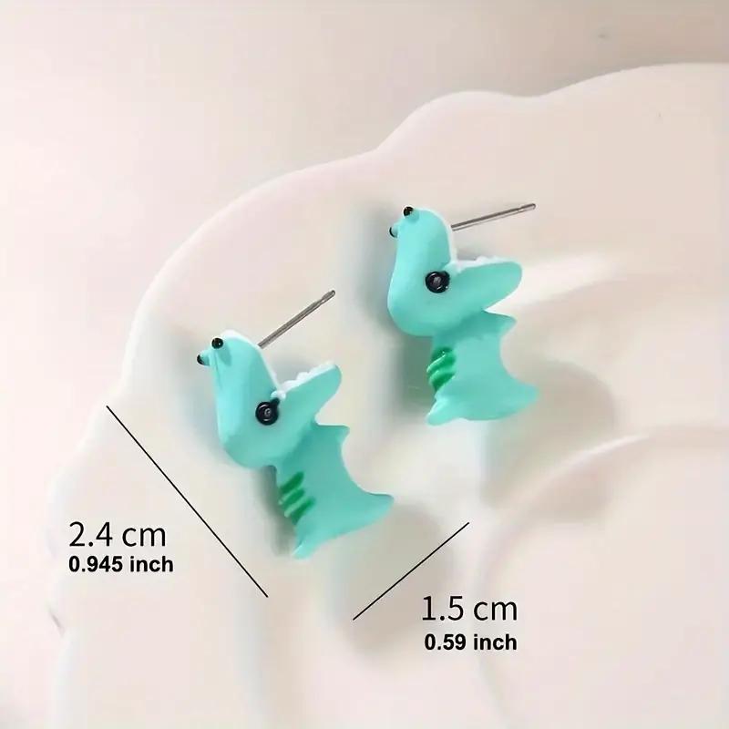 Encantador Set de Pendientes de Animales Adorables - Diseños de Dinosaurio, Cachorro y Ballena - Divertida Joyería de Arcilla-mordisco Regalo Regalos y Accesorios Divertidos