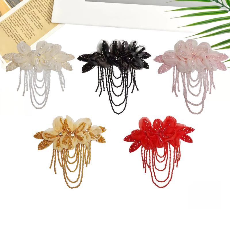 Fashion Beaded Detachable Tassel Flower Patch DIY Sewing Applique for Clothes Shoe Bag Craft Decor 1Pcs