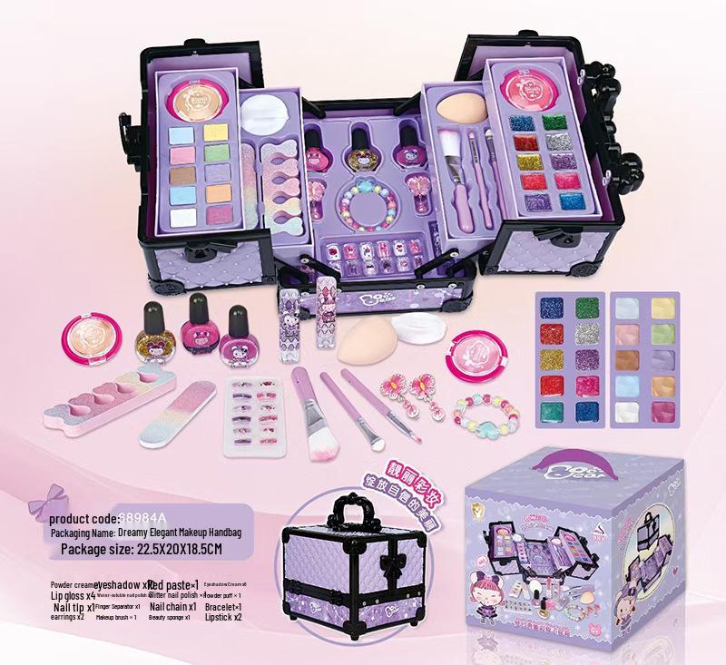 Jieyani Princess Makeup Set for Kids - Pretend Play Kit with Lipstick and Nail Polish
