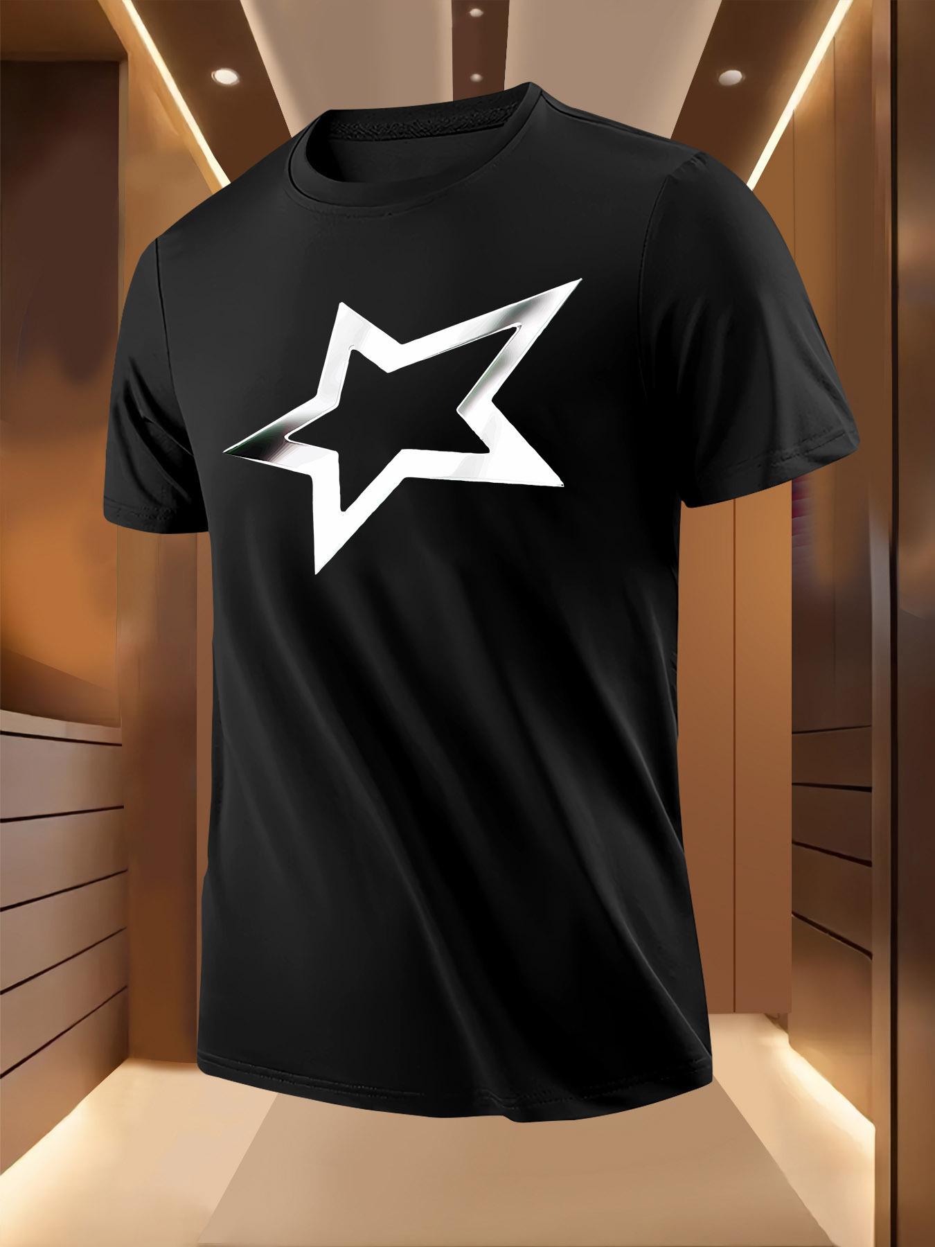 Silvery Star Print Pattern Tshirt XXL