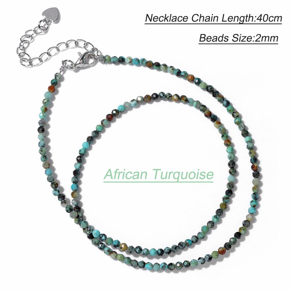 2mm Natural Crystal Beads Necklace Tiger Eye Stone Black Spinel Mix Quartzs Choker Clavicle Chains For Women Men Jewelry