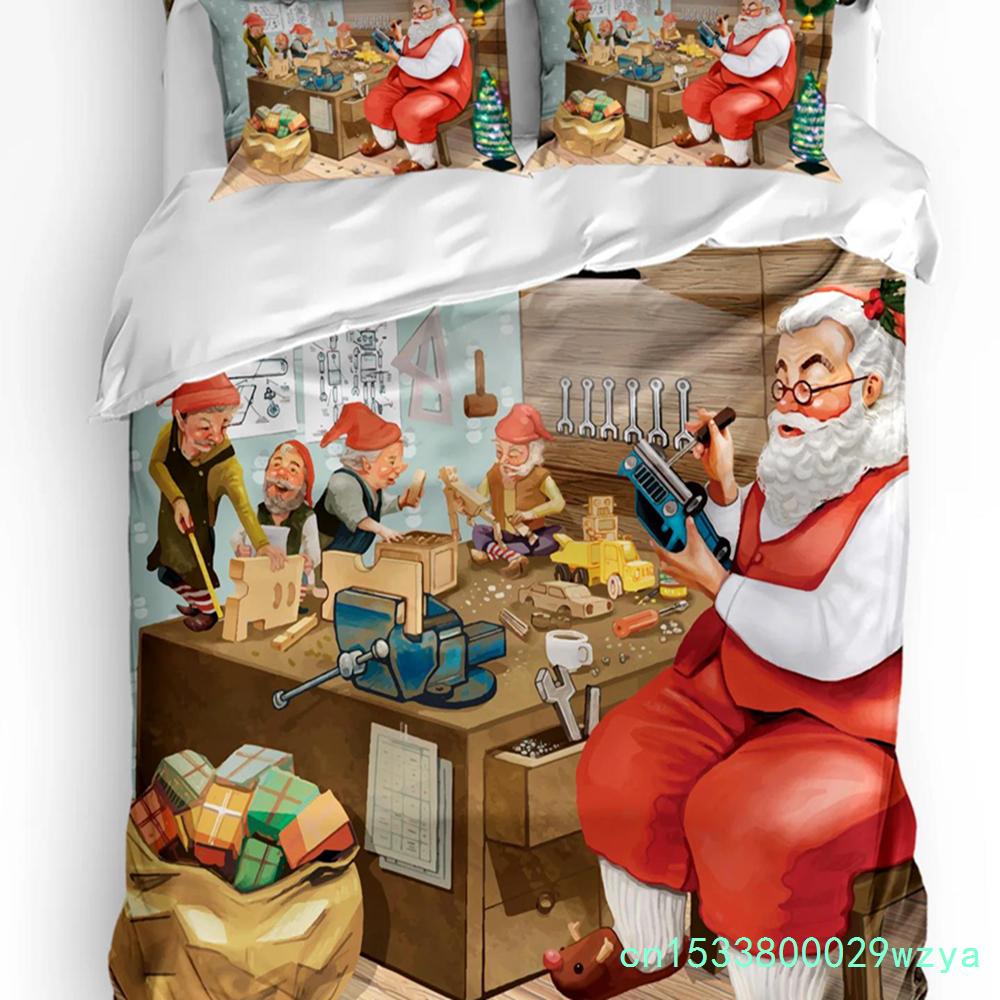 Christmas City Houses Building Castle Bedding Set 3pcs Duvet Cover Pillowcase Kids Adult Quilt Cover Double Bed Set Home Textile