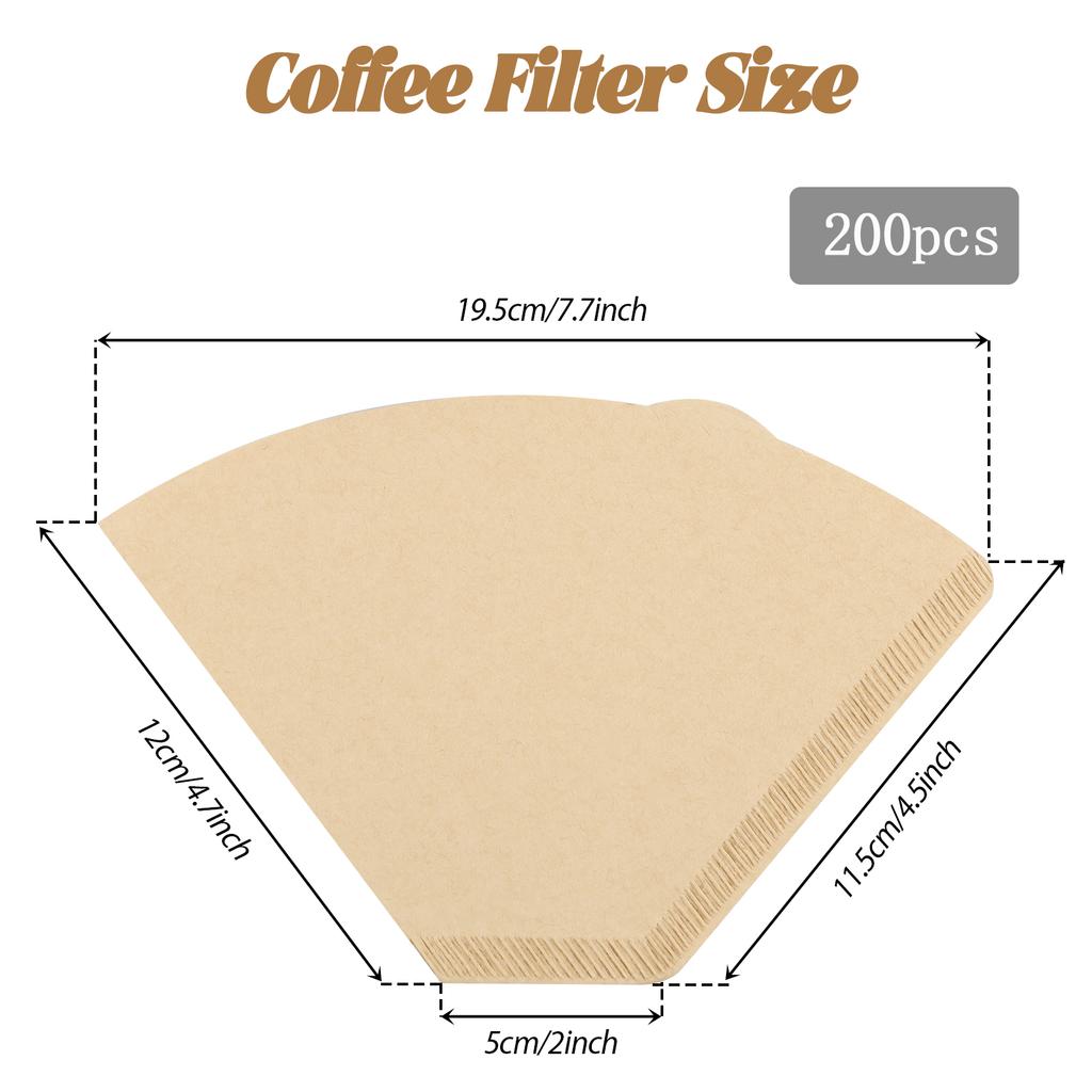 200Pcs Coffee Filter Paper Coffee Filters Hand Punch Conical Drip Filter Espresso Filter Paper for 8to12 Cup Drip Coffee Machine