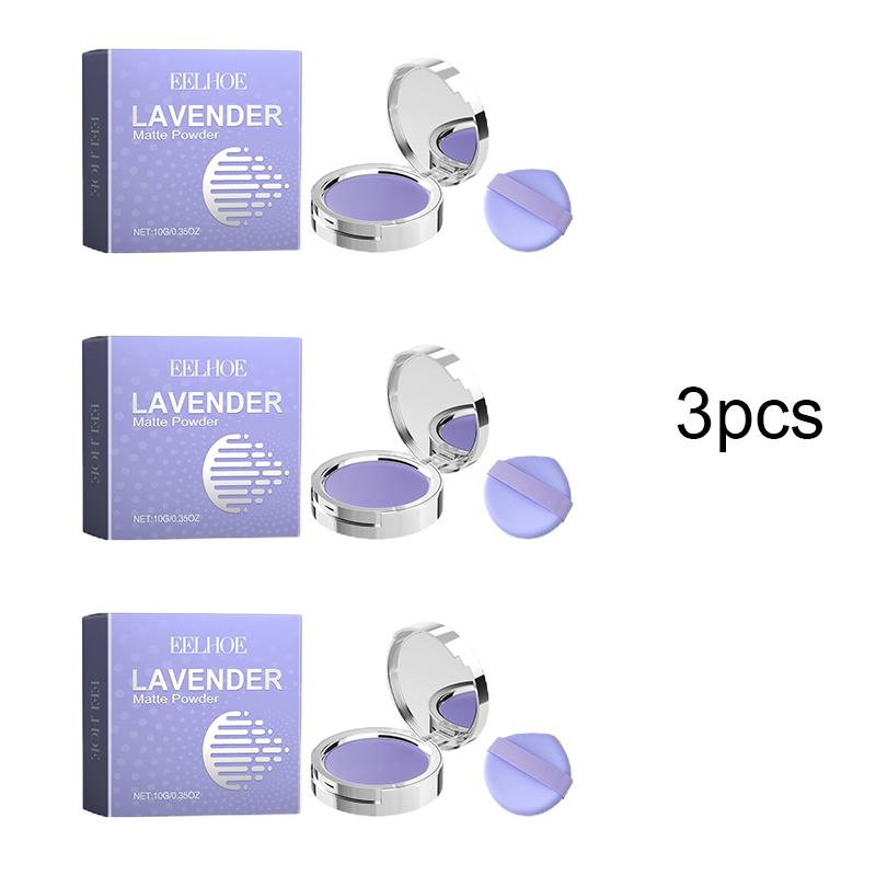 Poudre Matifiante Lavande EELHOE Éclaircissante Contrôle de l'Huile Imperméable Lissante Poudre de Fond de Teint Maquillage avec Houppette Poudre Libre Fixante