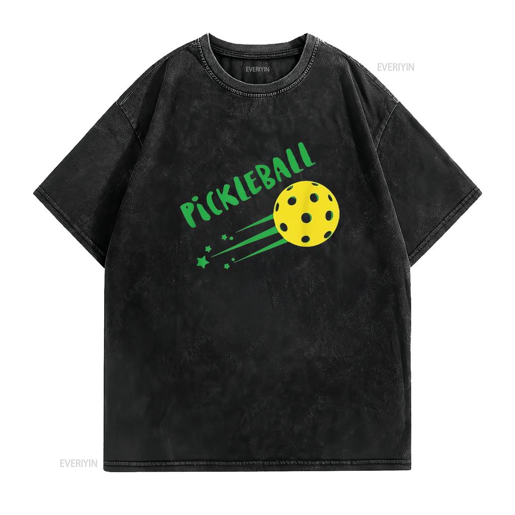 Womens Pickleball T Shirt White Medium vintage Washed Breathable Versatile Stretched Casual Unisex designer clothes streetwear
