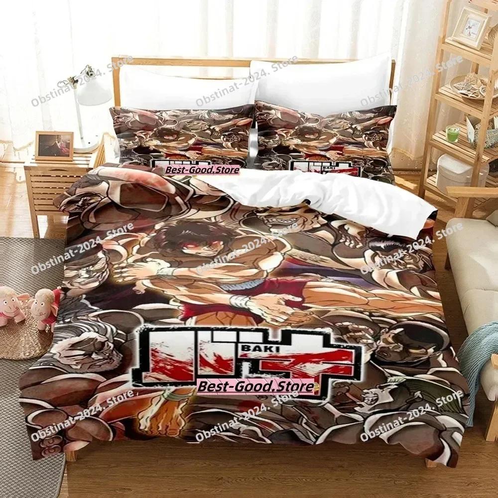 Top Baki Hanma Beding Set Single Twin Printed Bed Linen Set With Pilowcase Bed Soft Duvet Cover Soft Single Double Quen Super King-Sized Dimensionsd
