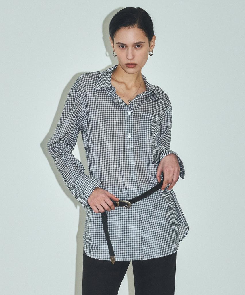 Cita Sheer Gingham Check Shirt Dress_Ctop708(Black)