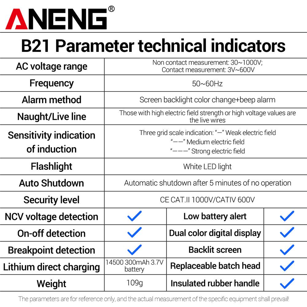 2026 ANENG B21 Voltage Tester Pen Non Contact AC 30V -1000V Voltage Rechargeable NCV Wire Detector Breakpoint Lookup Electrician Tools Digital Display