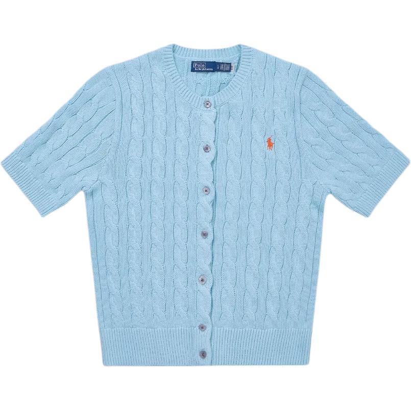 Polo Ralph Lauren FW25 Pony Embroidered Crew Neck Button Short Sleeve Knit Top Women tops WMPOSWENDW20446-400