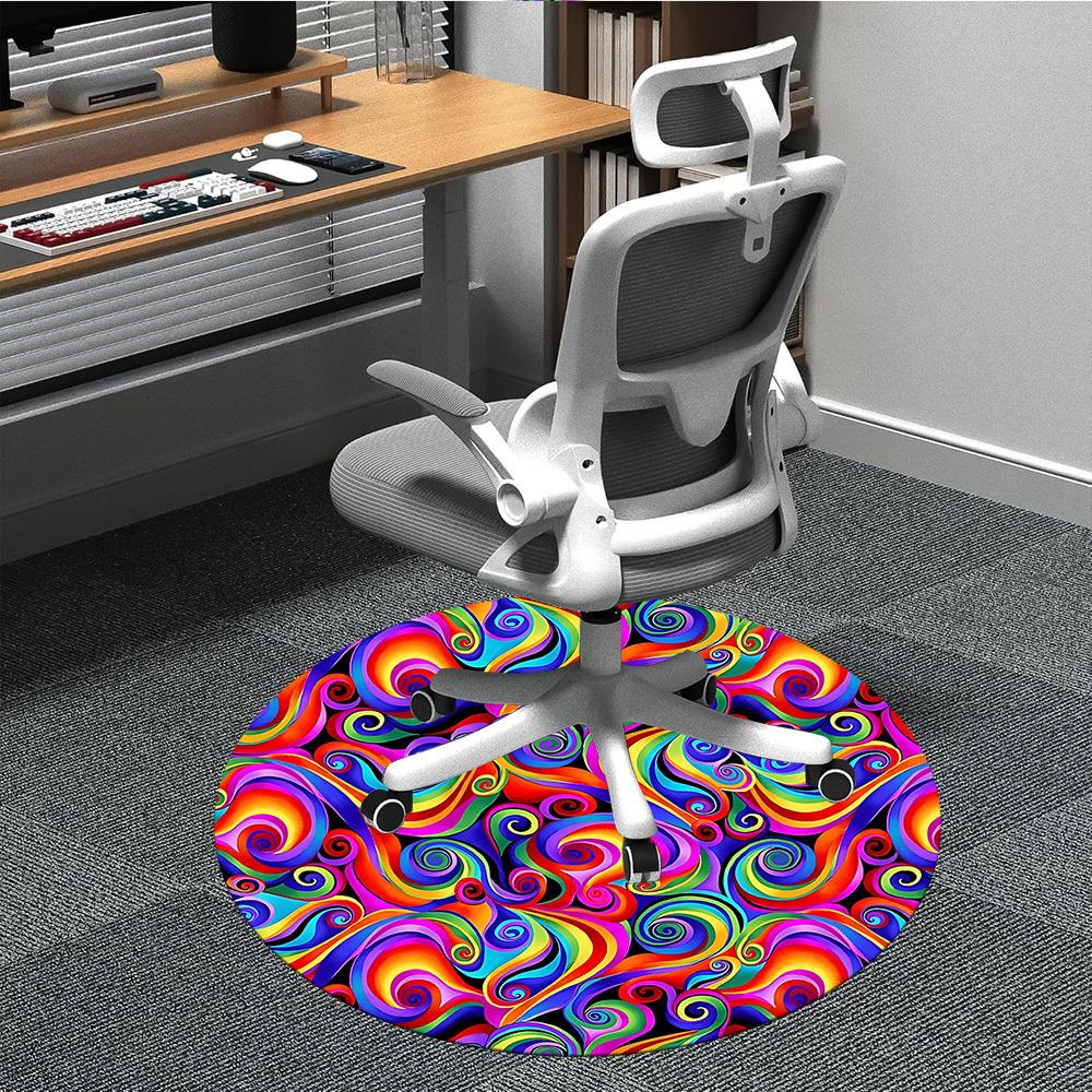 1pc Psychedelic Swirls Chair Carpet for Office, Soft Flannel Throw Mat, Perfect for Office,Holiday Party Decoration Choice Yy251113108