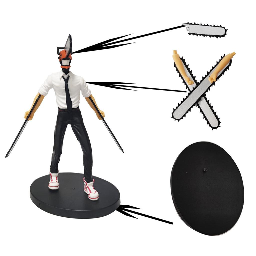 Chainsaw-wielding Figure with Human Blood Devil Scene, Perfect for Anime Ornament Collection.
